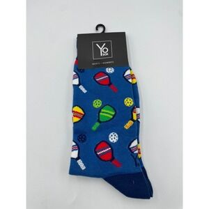 Yo Sox Crew Socks Mens 7-12 Multicolor Pickleball Print Stretch Performance NWT